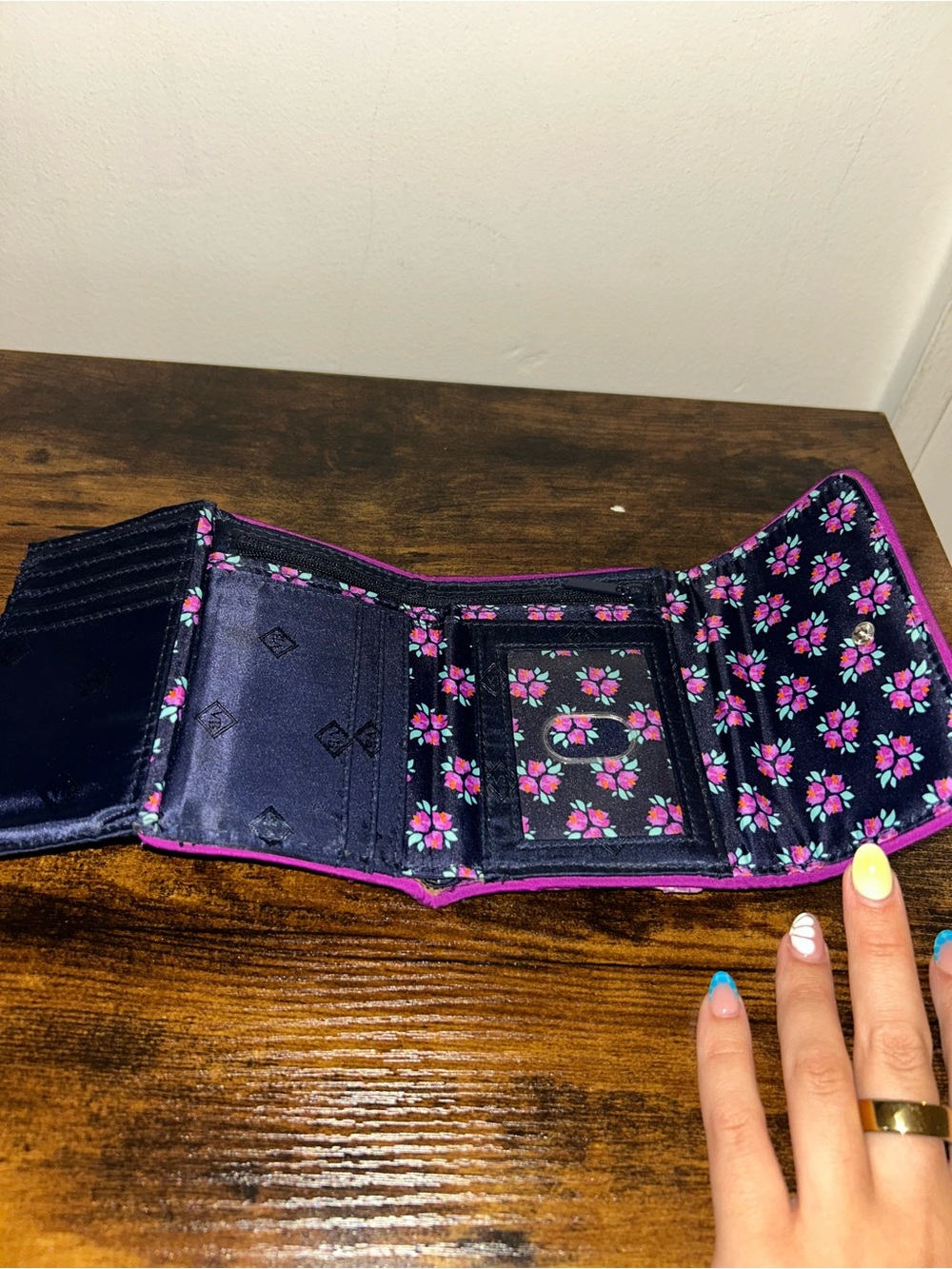 Vera Bradley Quilted Fold RFID Wallet in Purple Paisley Pattern - Picture 3 of 3